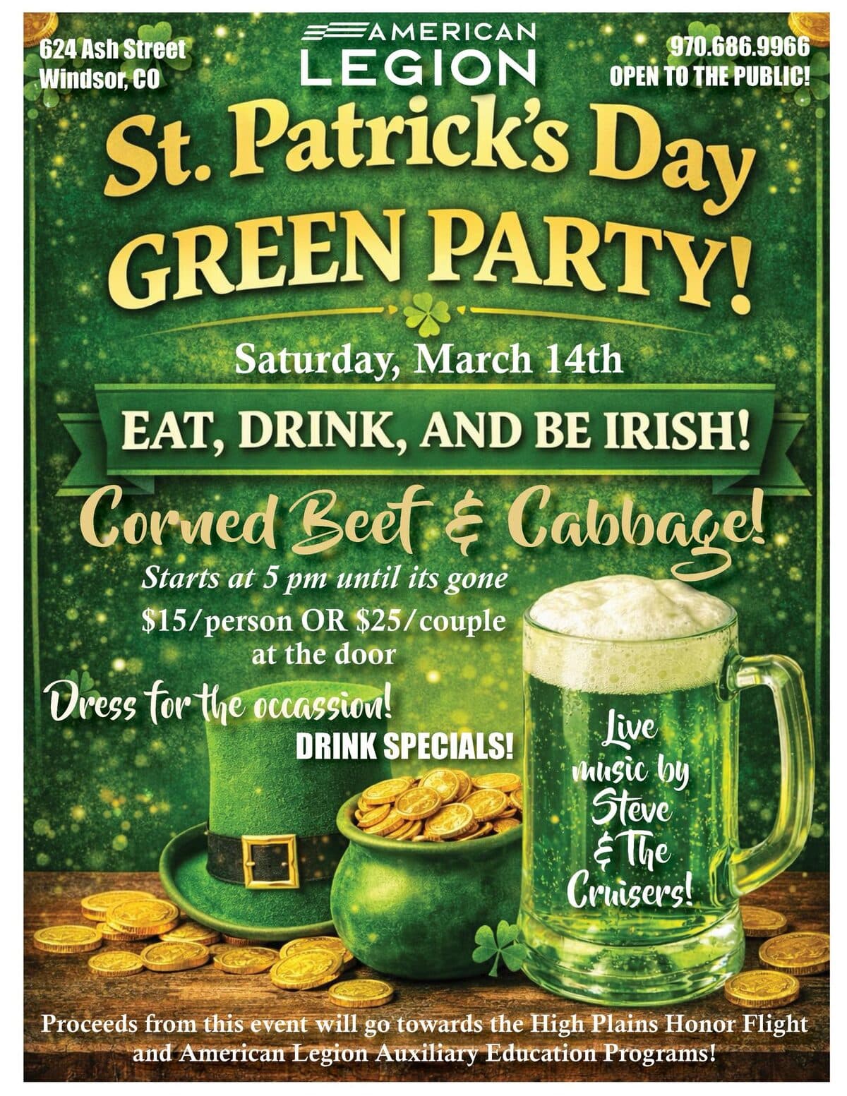 St. Patrick's Day Green Party promotional flyer